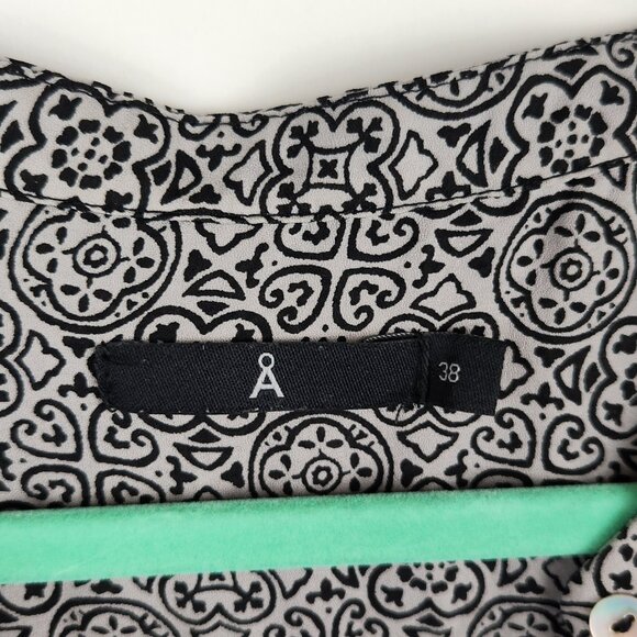 Ahlens Sweden Patterned Lightweight Button Front Blouse sz EU 38 US 8 - Picture 8 of 11